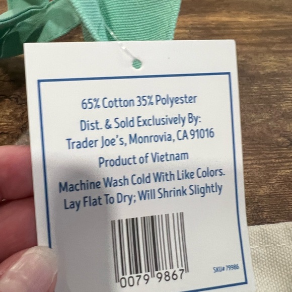 Trader Joe’s Limited Edition Pastel Mint Green Canvas Tote Bag - 2 available - Picture 4 of 5